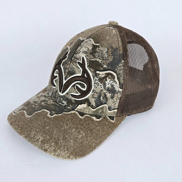 REALTREE Snapback Outdoor Cap Trucker Hat Classic Cap Brown Camo Mesh Antlers - Picture 4 of 11